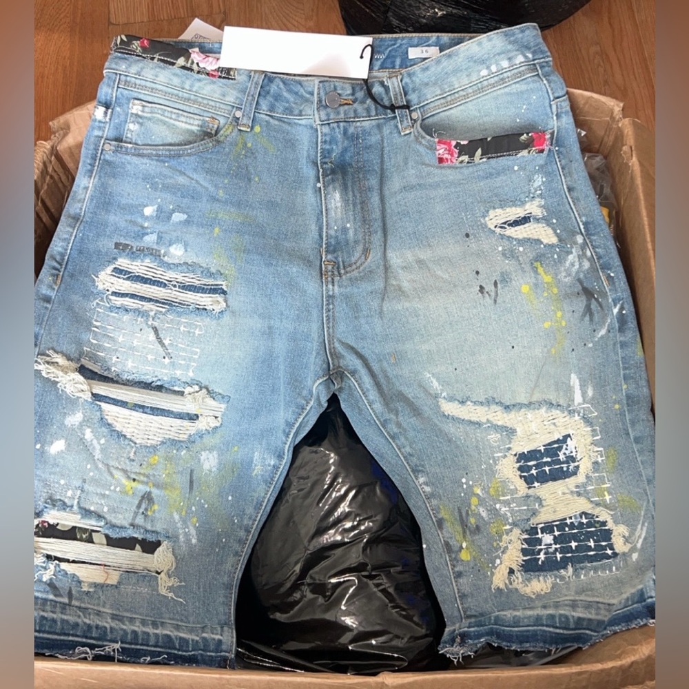 Distressed Denim Shorts